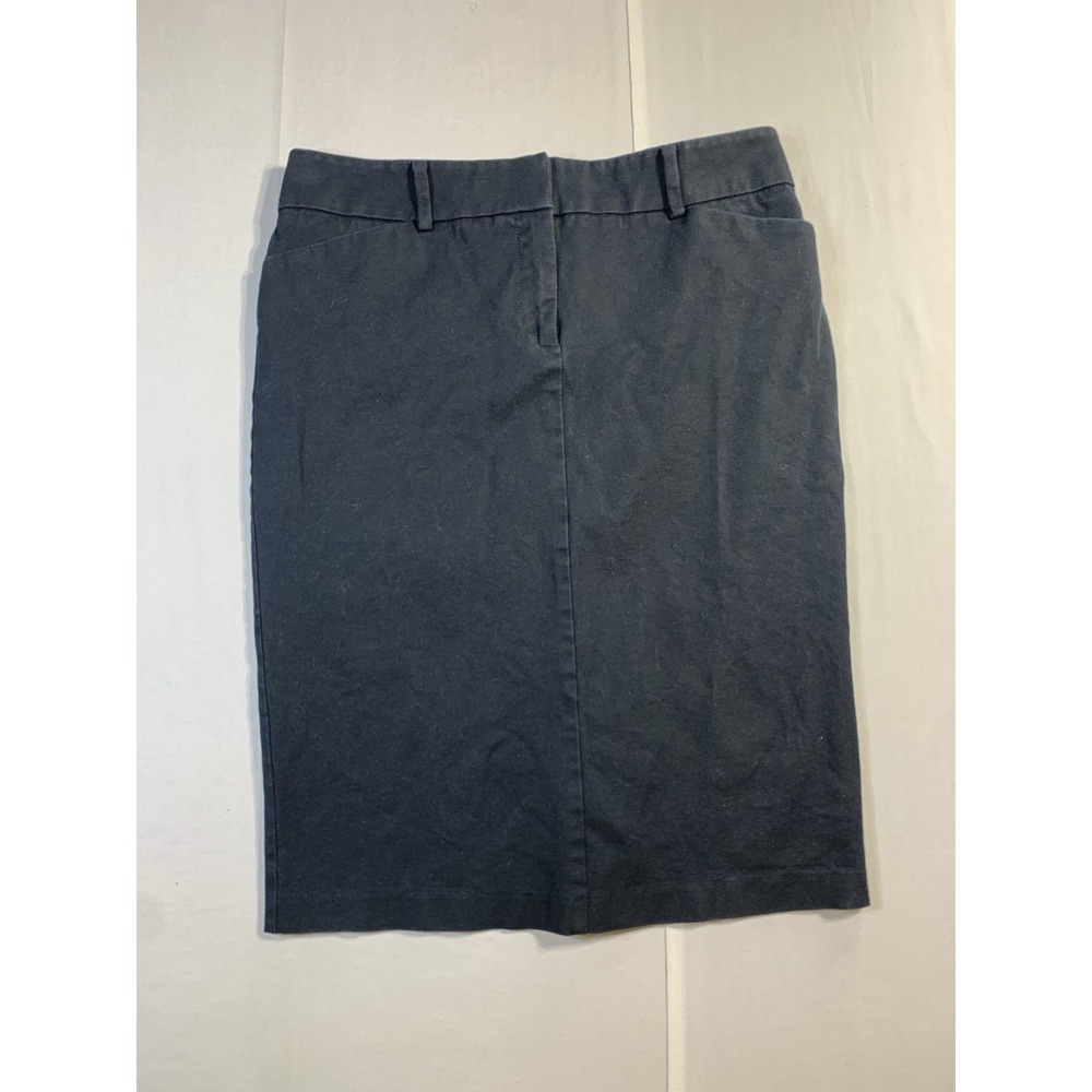 New York & Company Black Pleated Stretch Pencil Skirt Women Size 10 Knit Blend